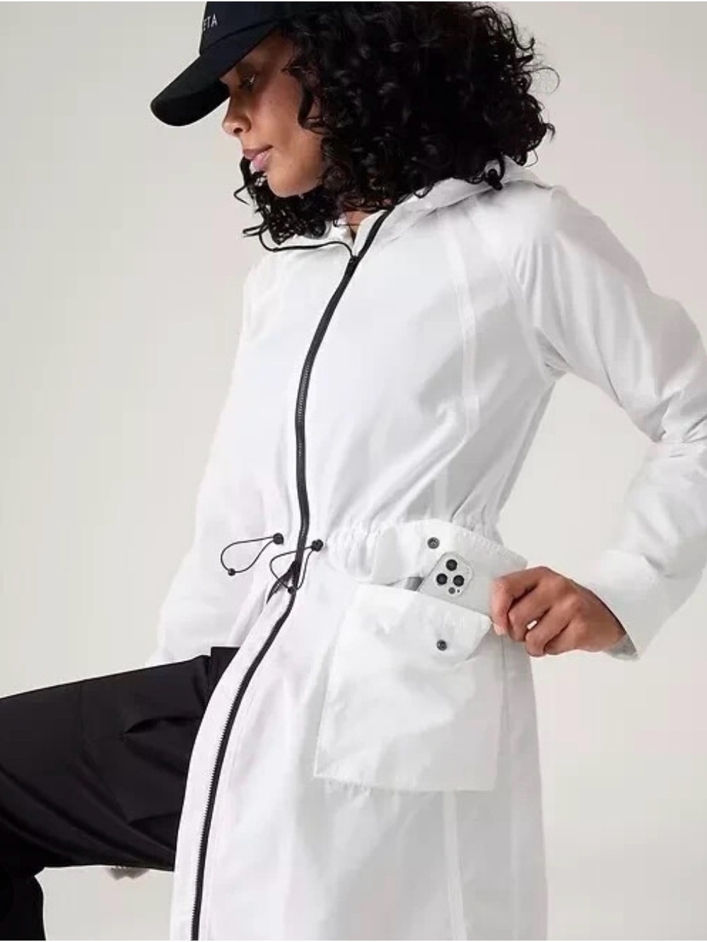Athleta White Hooded Everyday Anorak with Drawstring Waist XL NWT